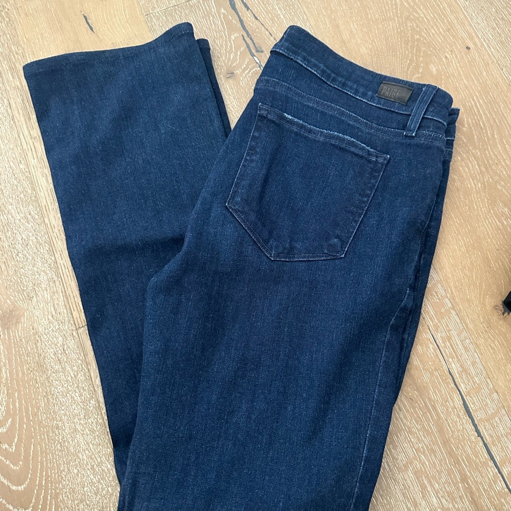 PAIGE Dark Blue Straight Leg Jeans